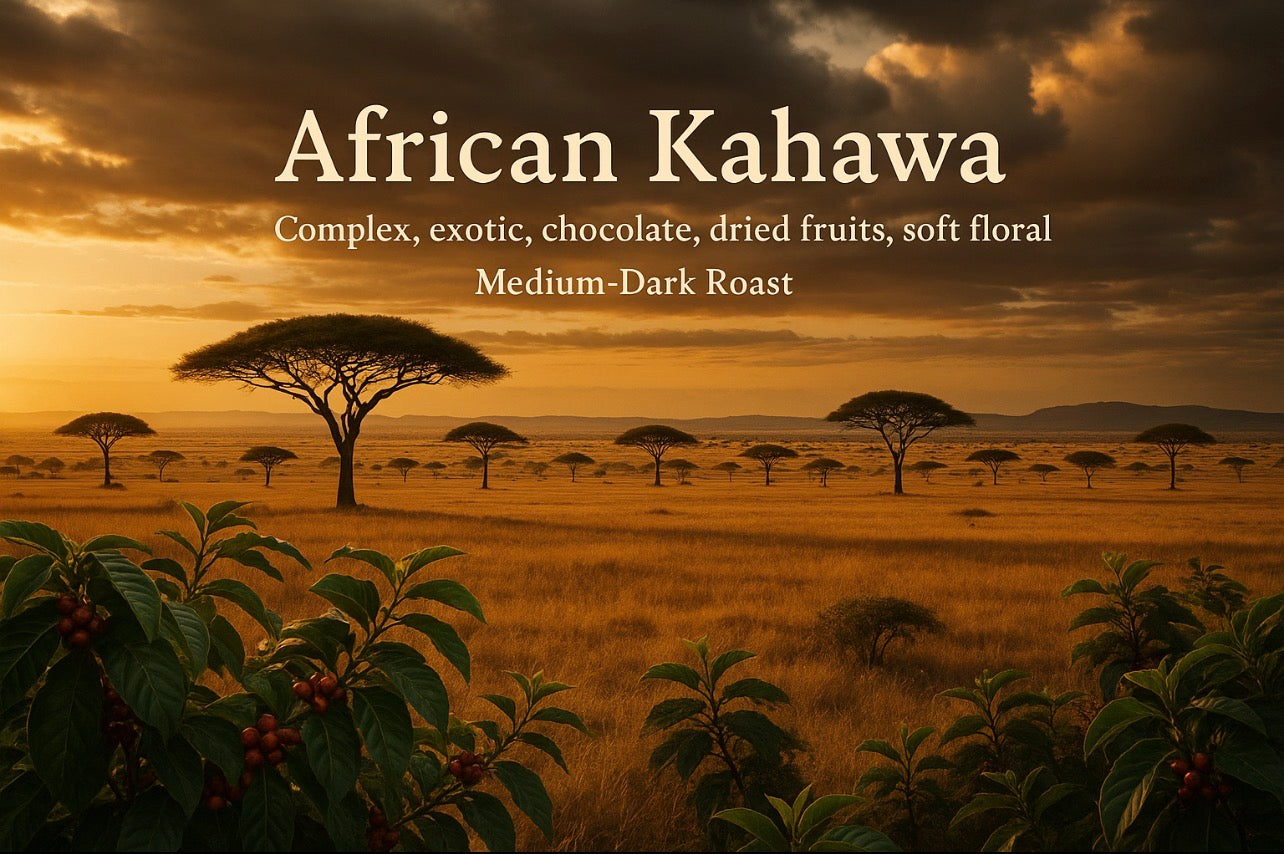 African Kahawa – Complex, Exotic, chocolate, dried fruits, soft floral finish, Medium-Dark Roast - Big Fella’s Coffee