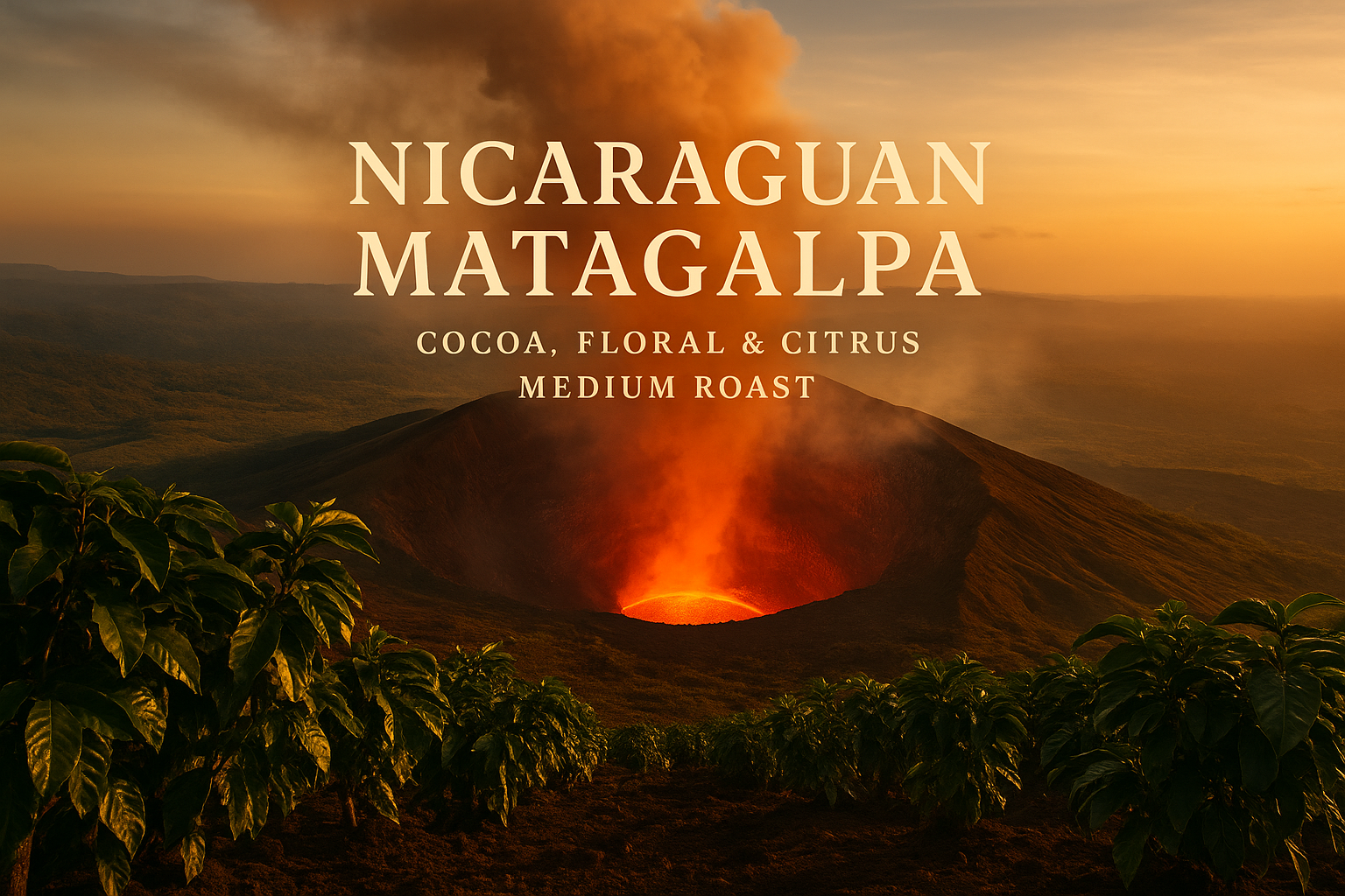 Nicaraguan Matagalpa with Masaya Volcano - Brightened
